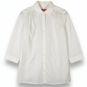 Lilly Pulitzer White Poplin Button Front Shirt Long Sleeve Size M